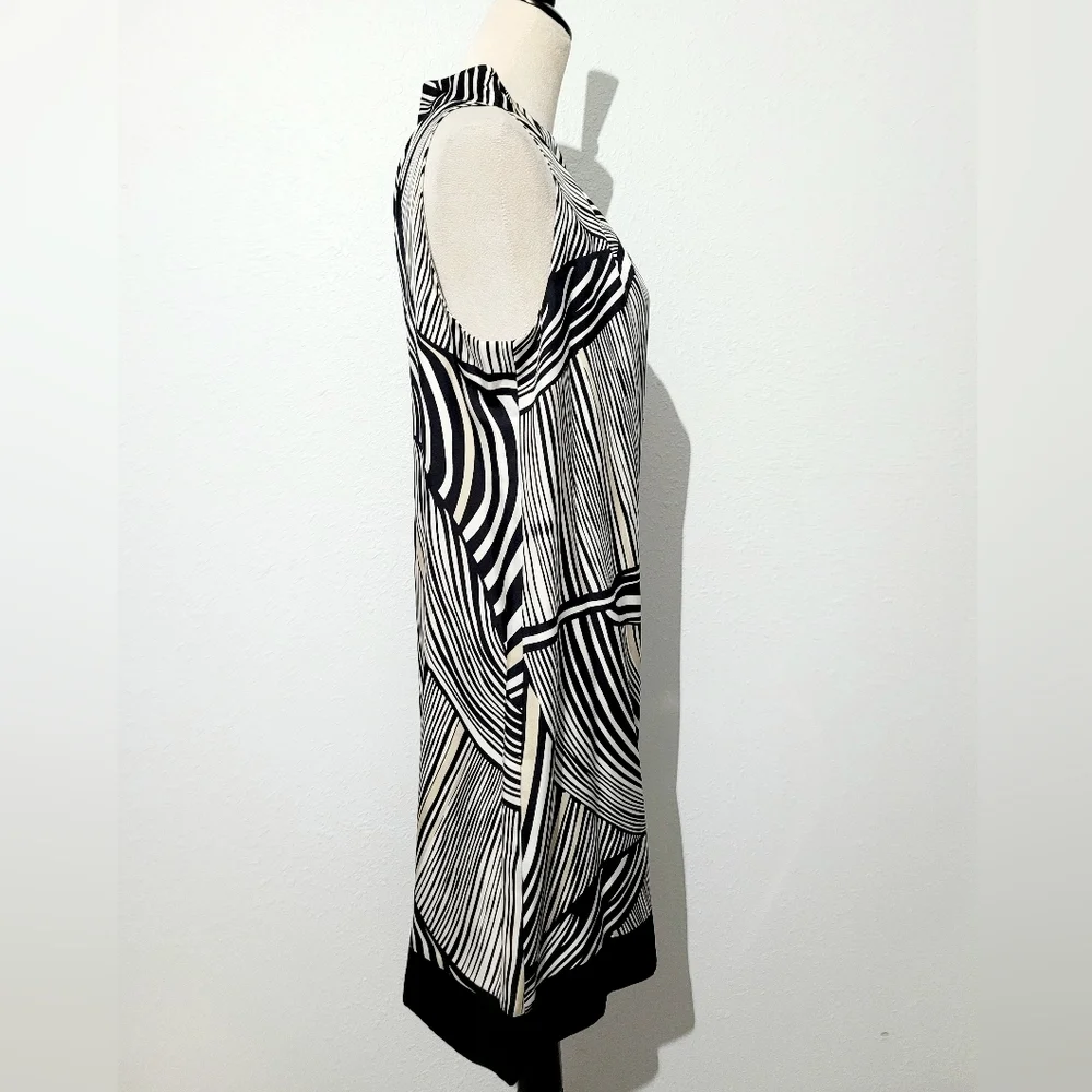 White House Black Market 100% Silk Halter Dress Size 6 Zebra Print Neck Tie - Picture 4 of 13